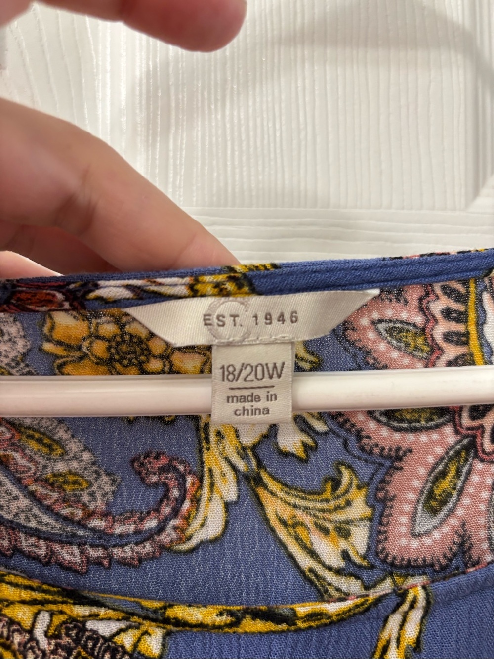 Cato Women’s Plus Size 18/20 Paisley Floral Bell Sleeve Blouse Top Blue Multi - Picture 7 of 8